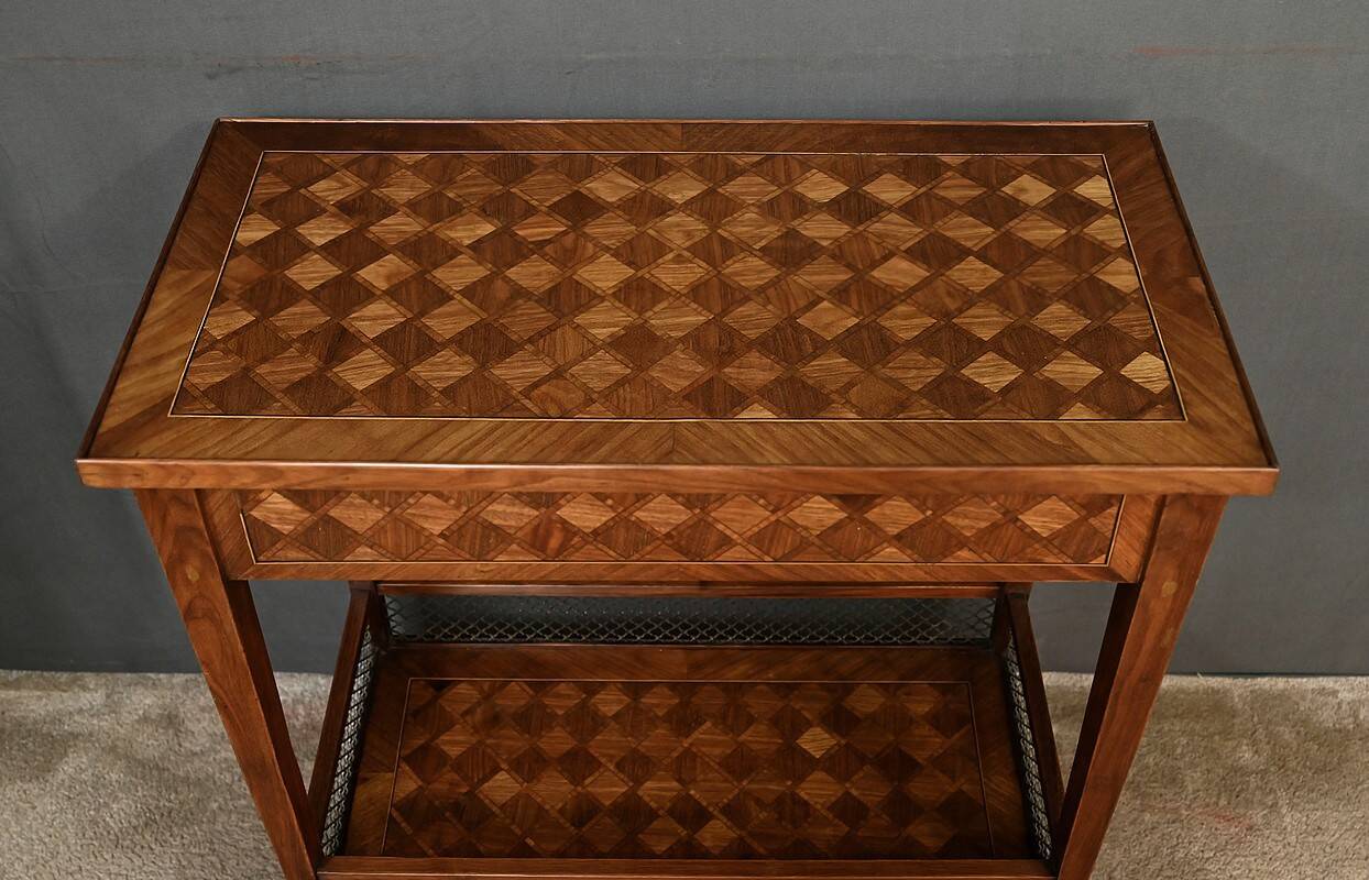 Mahogany marquetry coffee table, Louis XVI style – 1920