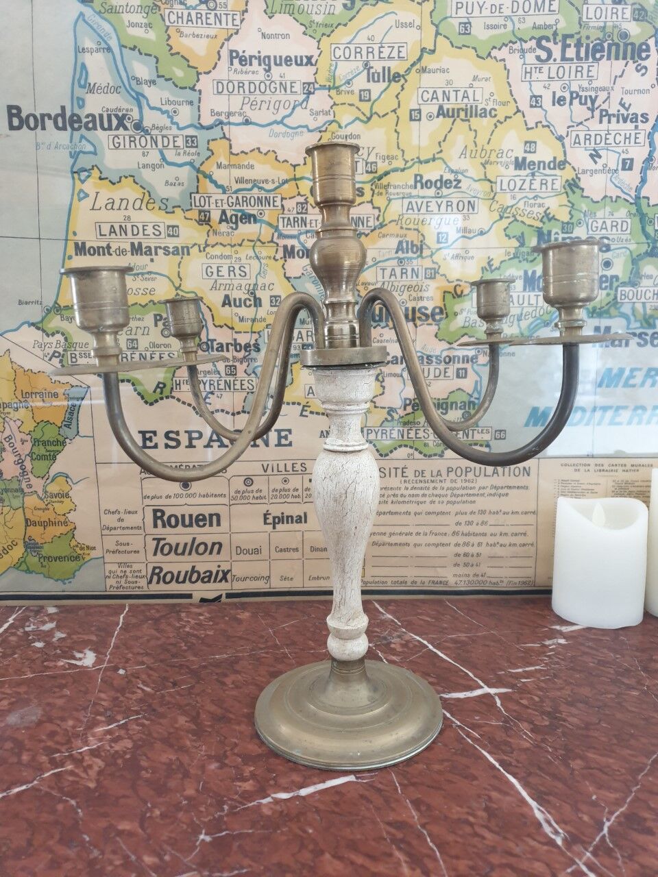 Chandelier 5 branches in brass