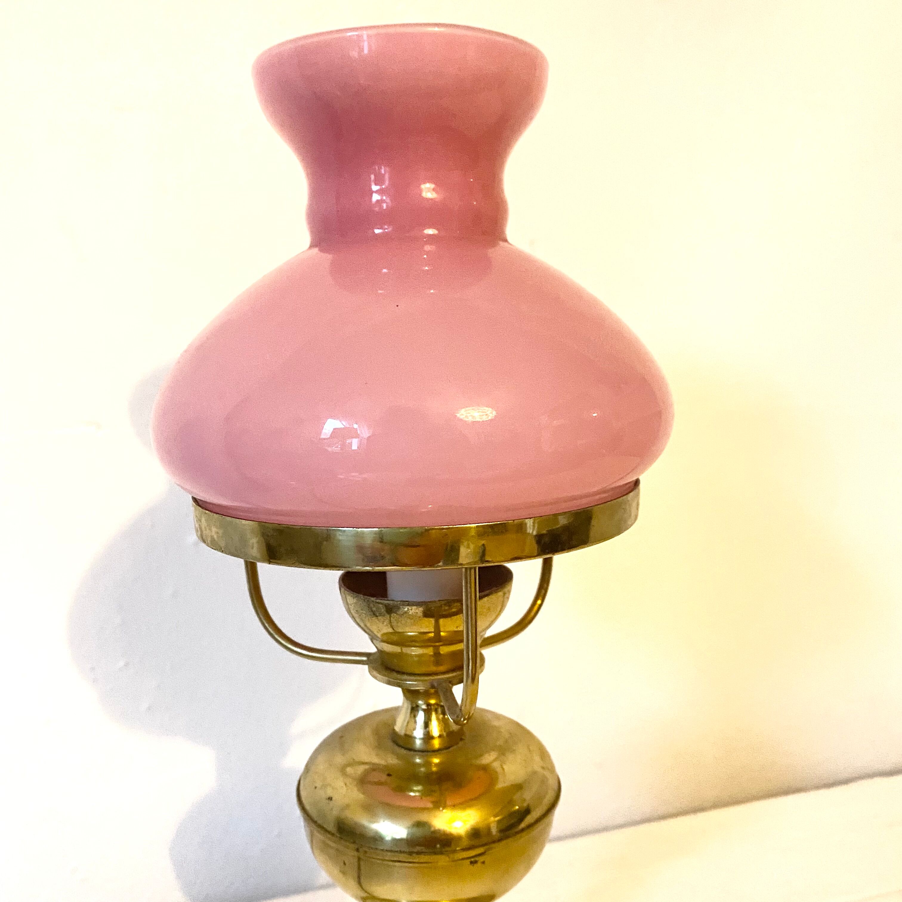 Lampe vintage rose et dorée