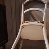 Empire style chair redone in velvet fabric, old floral pattern, 1900