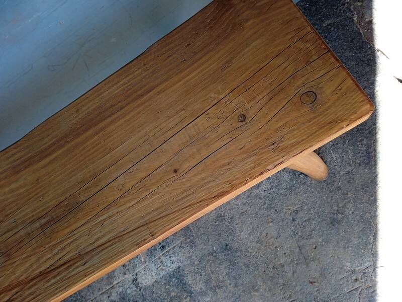 Bench 100 cm old solid wood patinated