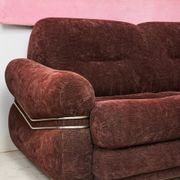 Brown velvet and chrome sofa, designed by Adriano Piazzesi, Italy, 1980s.