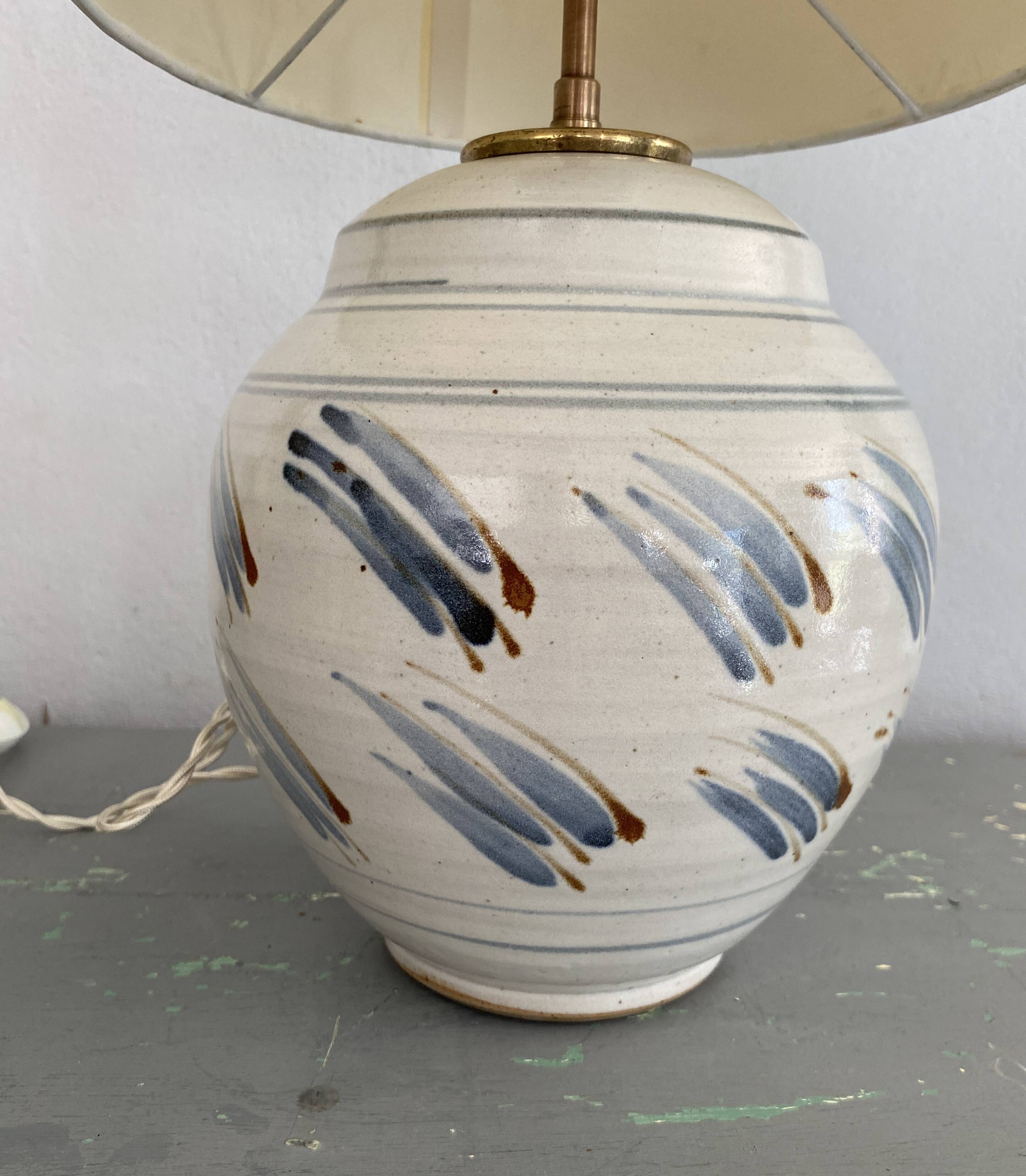 Pied de lampe céramique, câble tissu neuf 200 cm