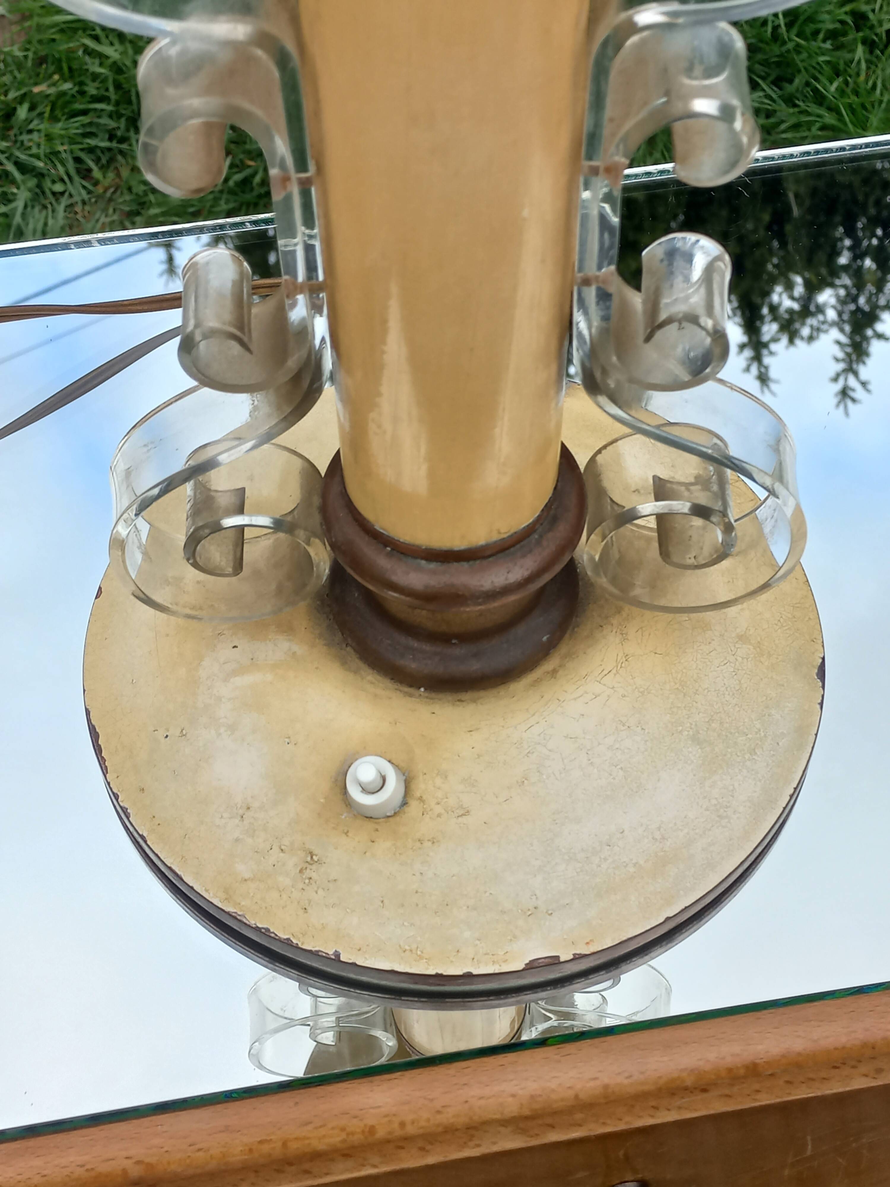 Lampe vintage des années 50 tôle, plexi et bois