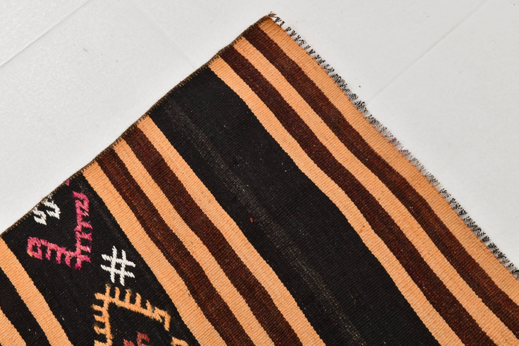 3x12 Pinstriped Kilim Runner Rug, 91x349Cm