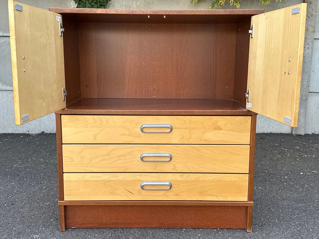 Brown storage unit – Ikea Effektiv – Storage – Two-tone wooden desk cabinet