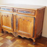 Old Louis XV low buffet in solid wood, cherry