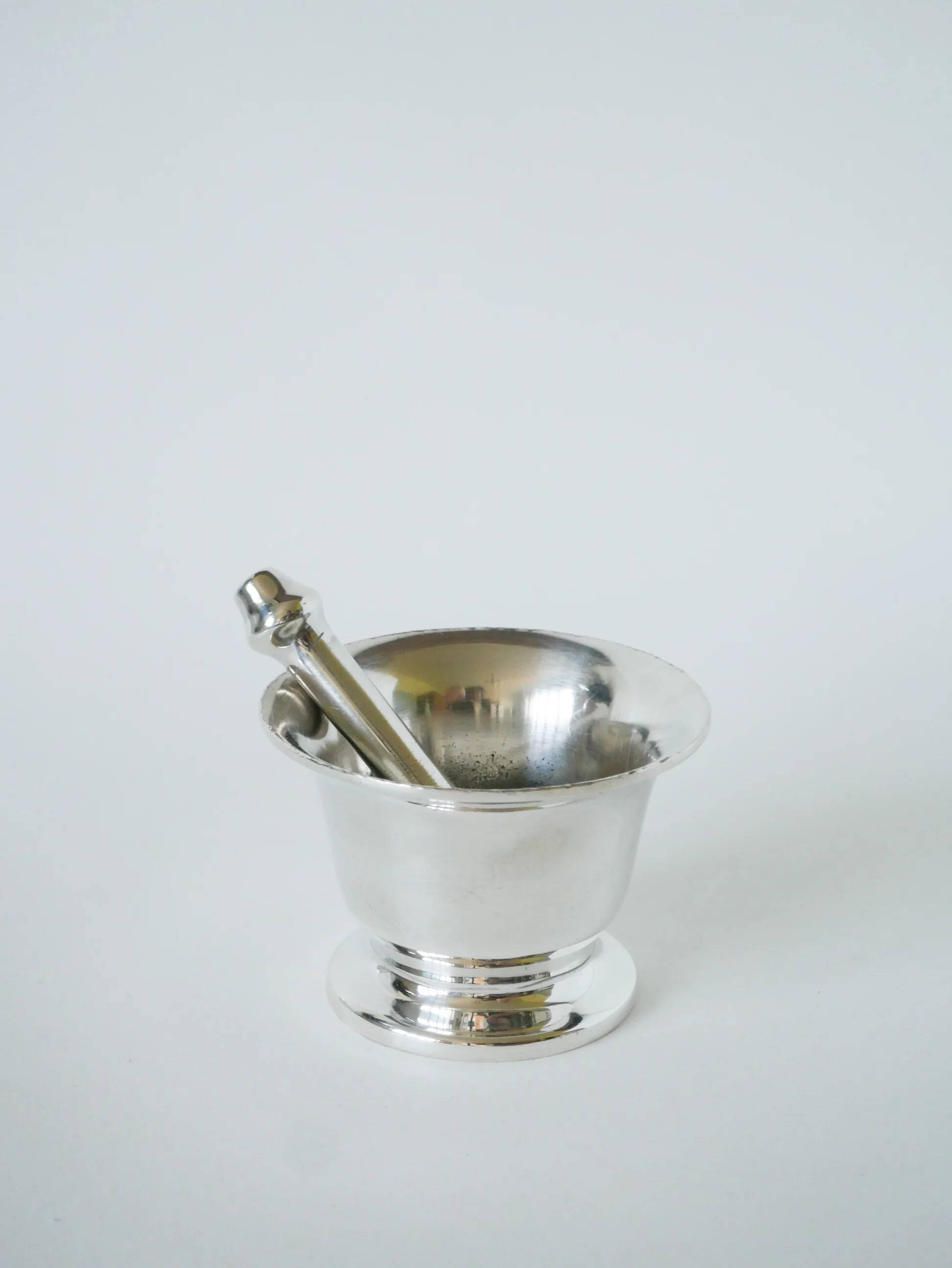 Silver-plated mortar and pestle, 1960