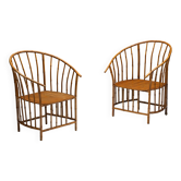 Rustic Wabi Sabi Bamboo Armchairs, France, 1970s