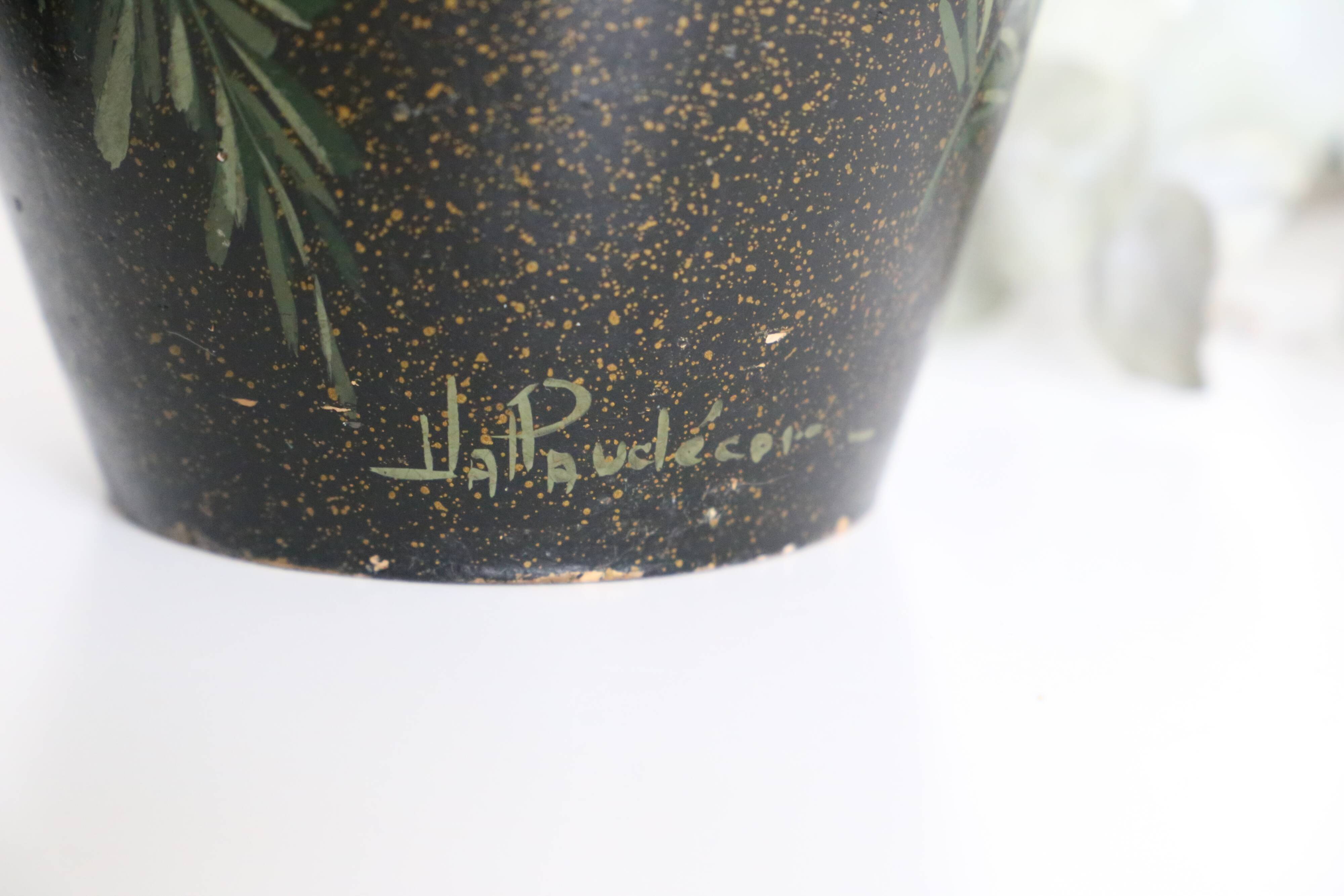 Pair of ceramic vases, hand painted