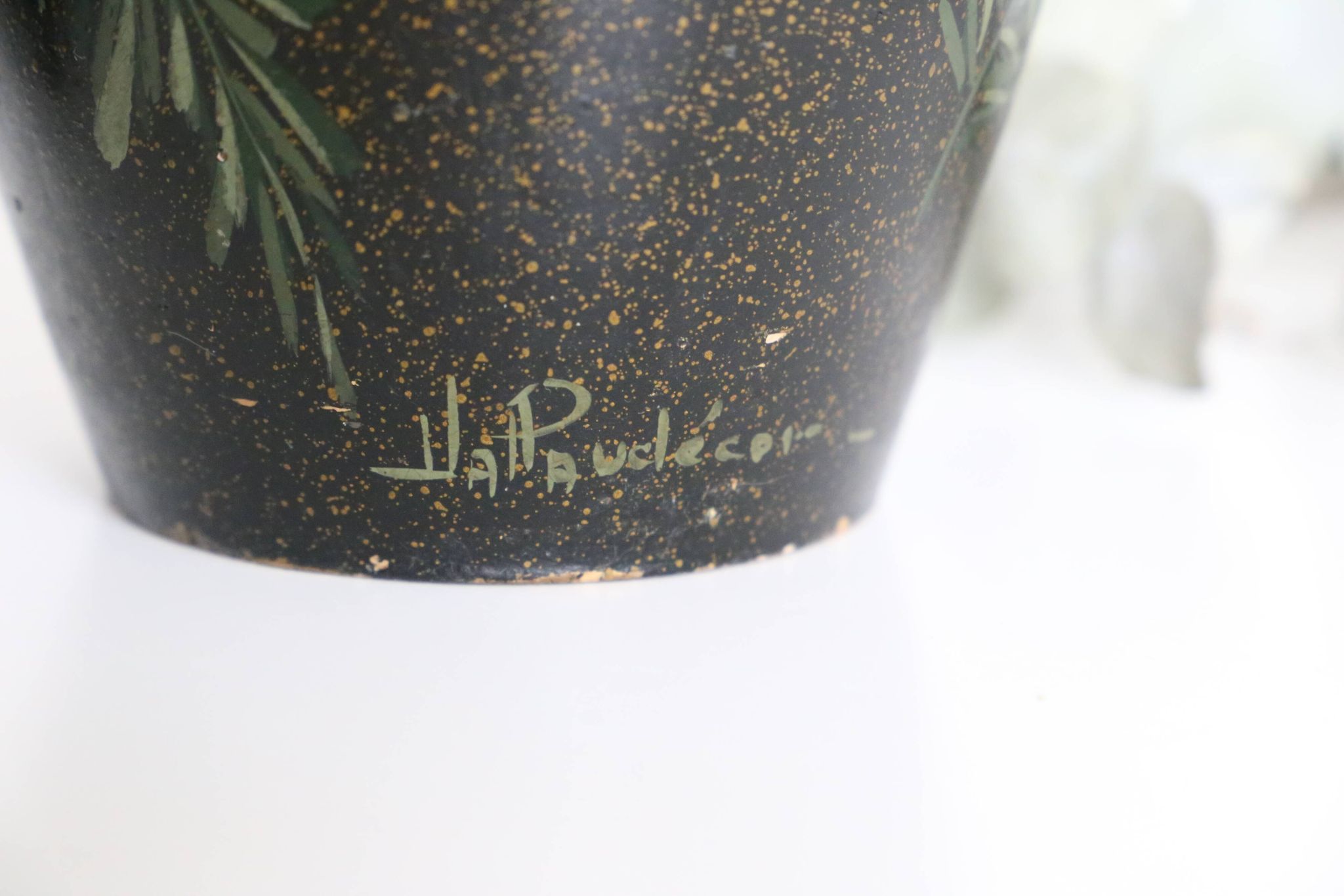 Pair of ceramic vases, hand painted