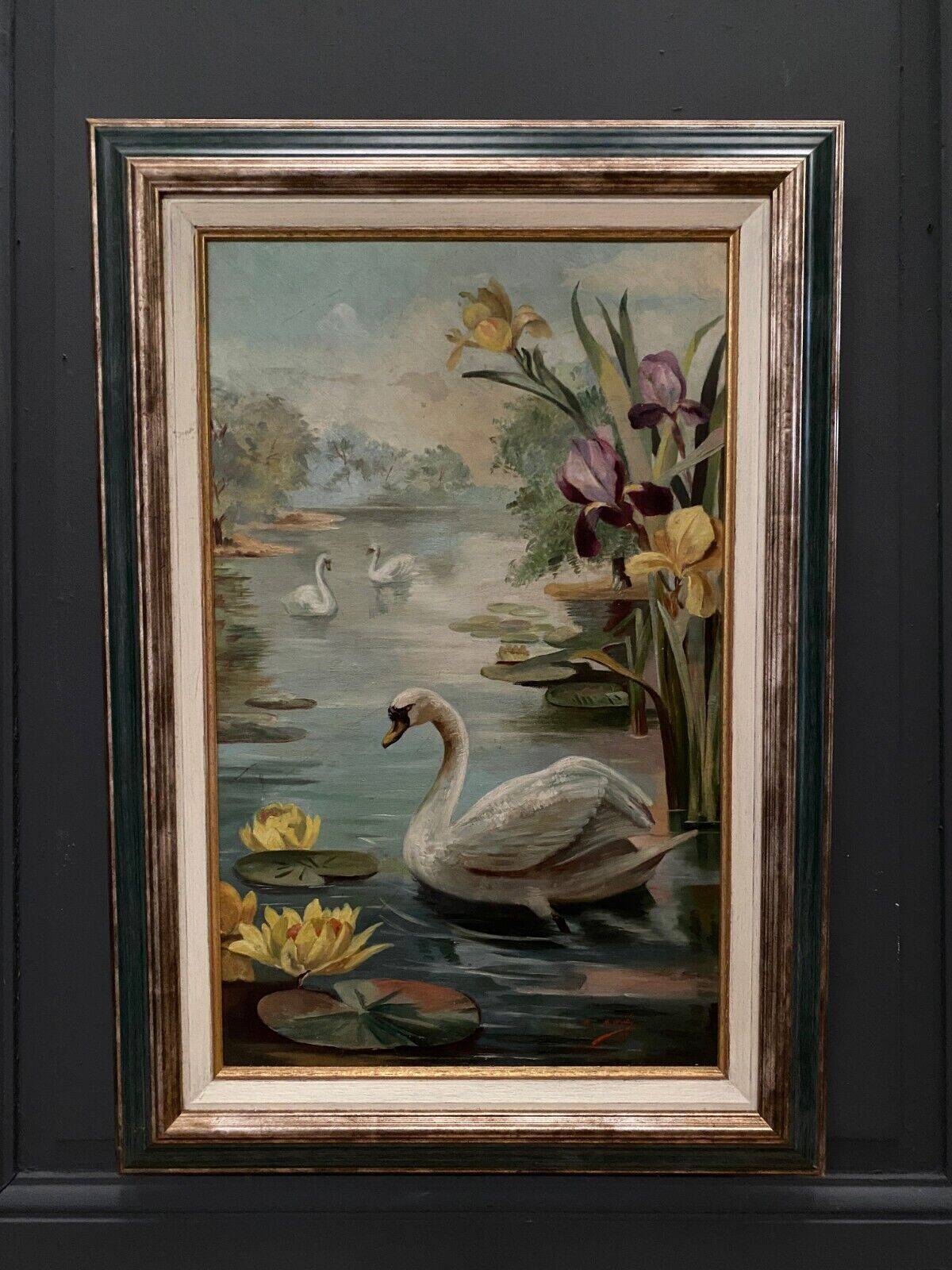 Oil on cardboard by Marie Murier 1940 naturalist decor mid-20th century