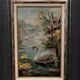 Oil on cardboard by Marie Murier 1940 naturalist decor mid-20th century