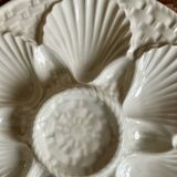 4 assiettes à huîtres en barbotine blanche