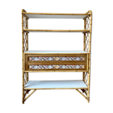 Vintage rattan bookcase shelf