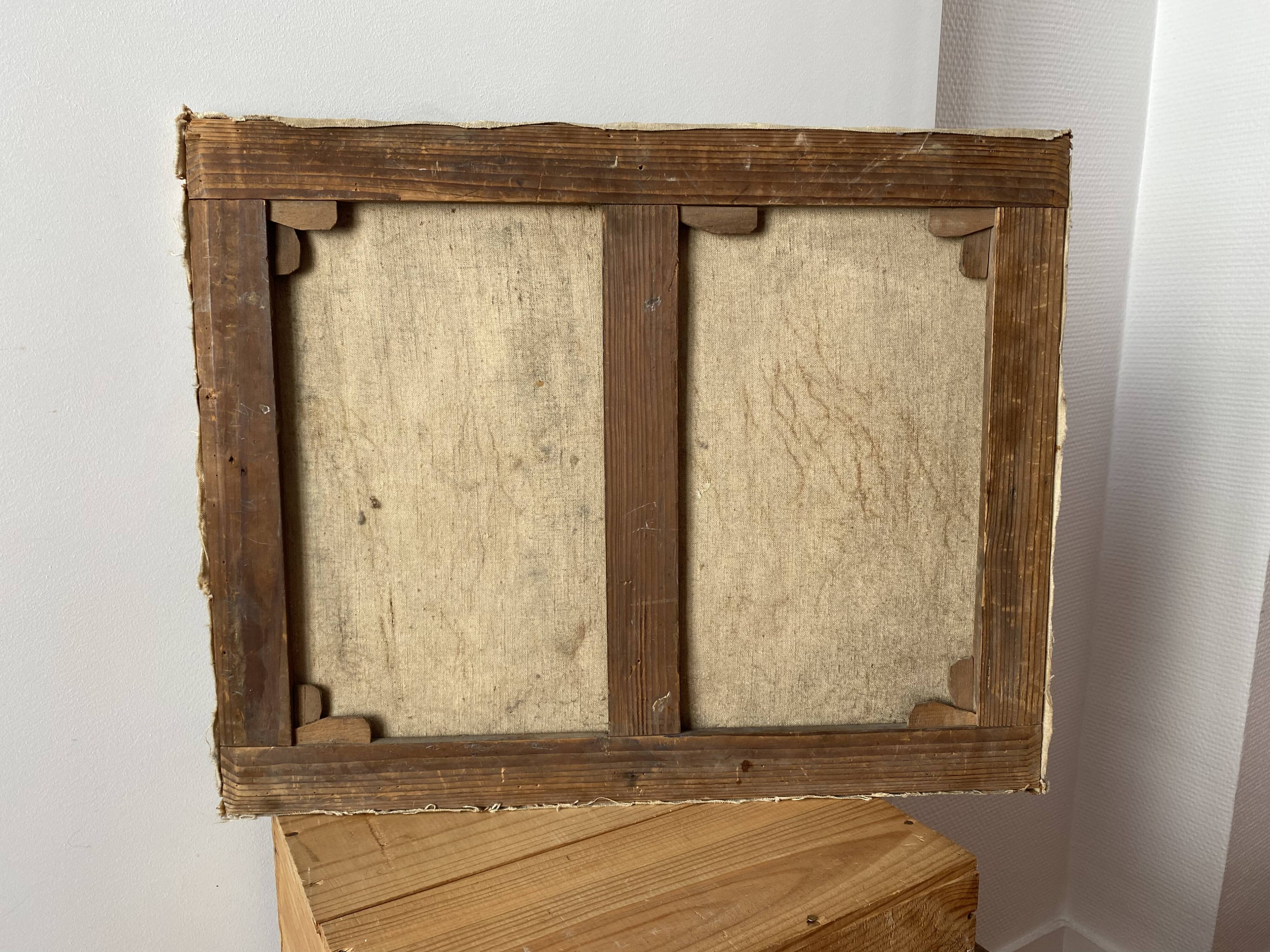 Oil on canvas still life 60s vintage