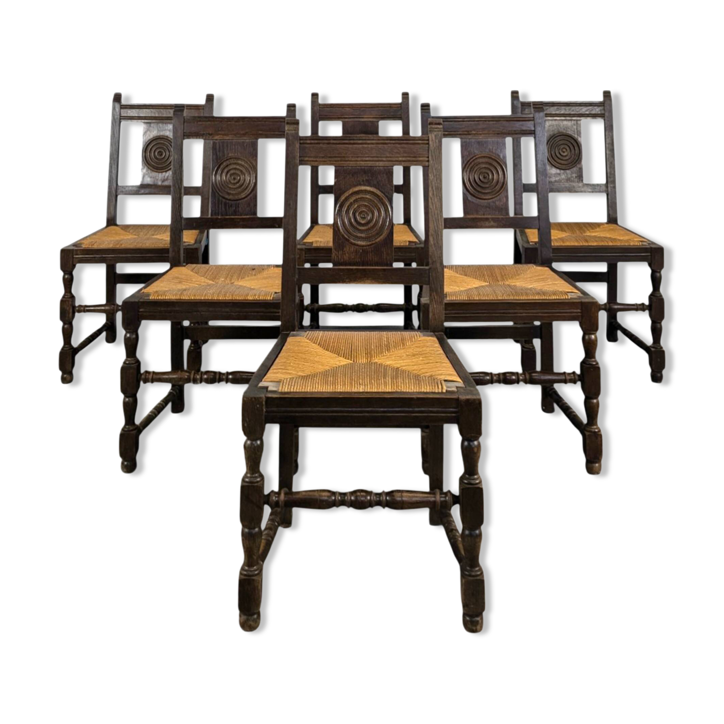 Set of 6 chairs in the style of Dudouyt.