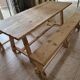 farm table and wooden benches