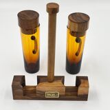 Oil & vinegar set in olive wood