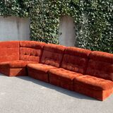 Modular sofa in rusty velvet, France 1970s