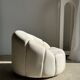 Large white circular armchair, white fabric upholstery