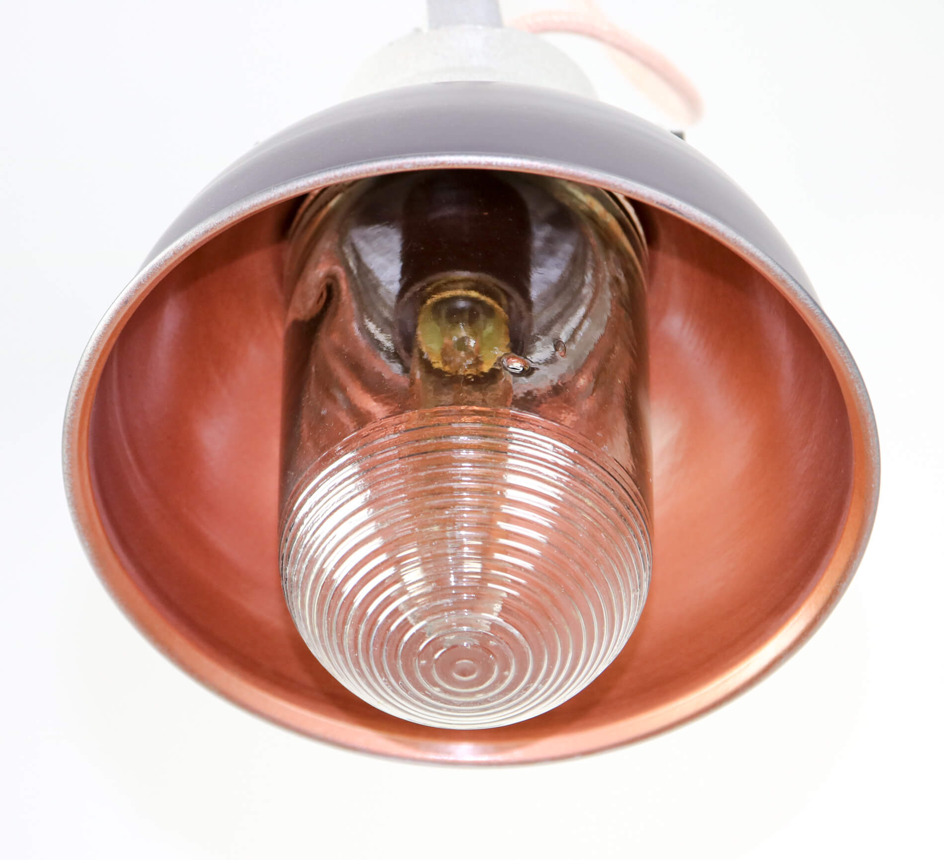 Vintage dark blueberry blue small industrial hanging light from TEP