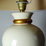 Lampe vintage faïence craquelée blanc crème Le Dauphin années 60-70 Panama