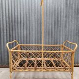 Vintage rattan wicker baby crib