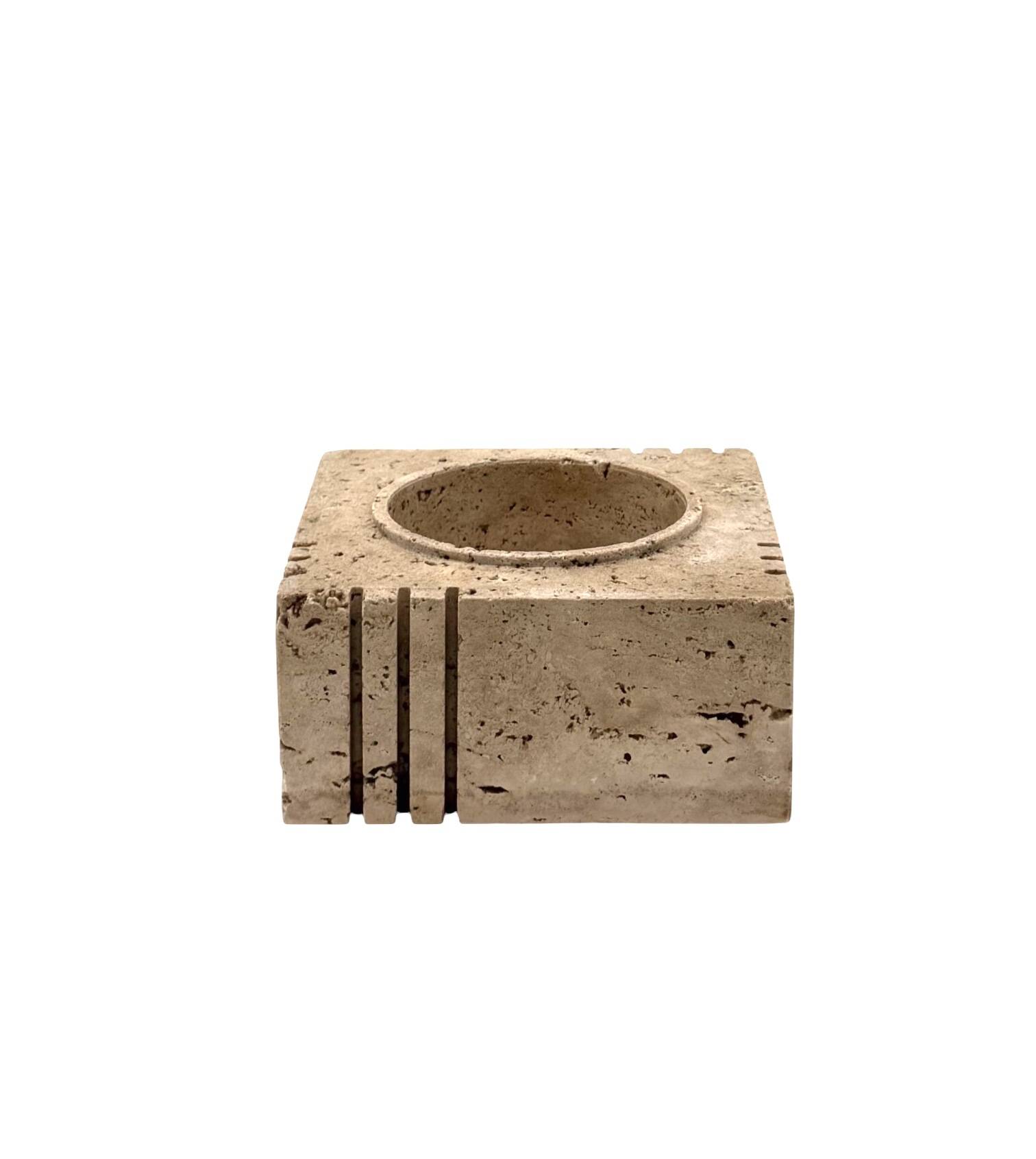 Travertine cubic vide poche / ashtray, Cerri Nestore, Italy, 1970s