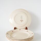 Set of 5 Digoin Sarreguemines dessert plates, small flowers model, 1960