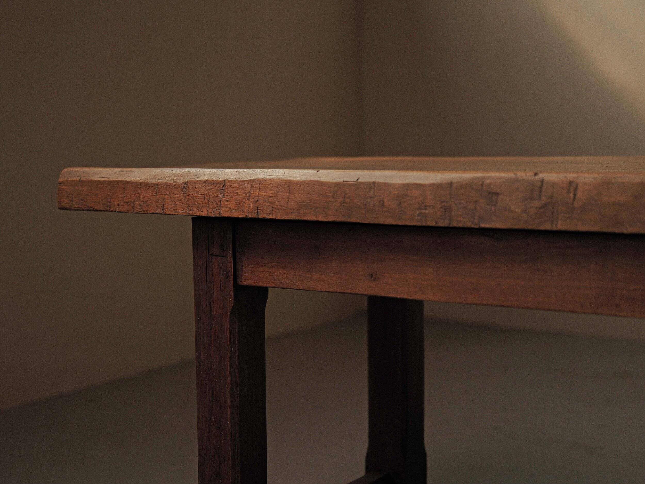 Large solid wood table, handcrafted.