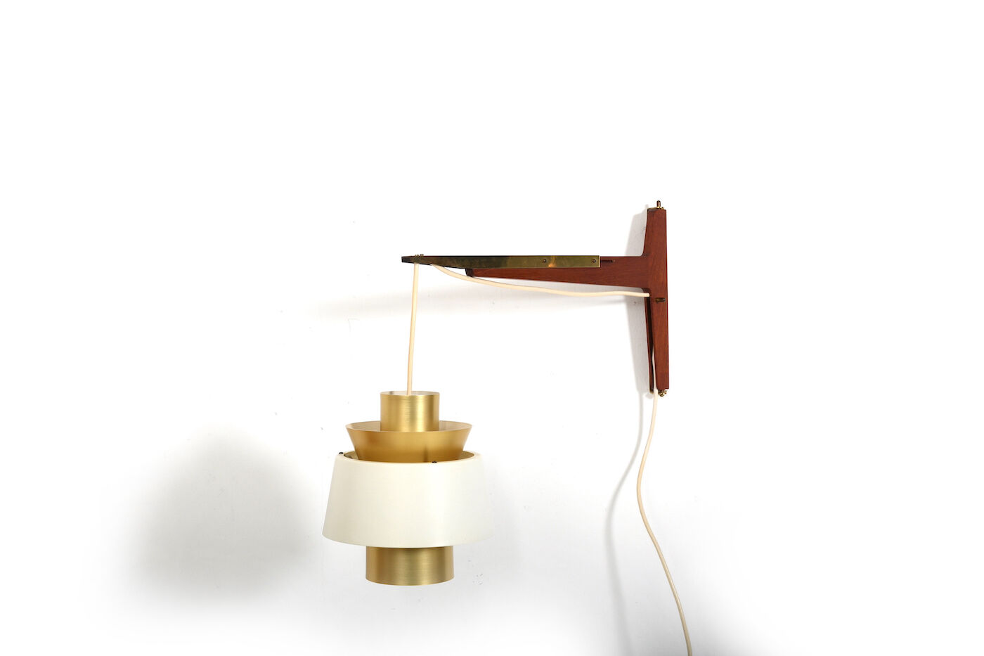 Jørn Utzon Teak and Brass Wall Lamp 1960s
