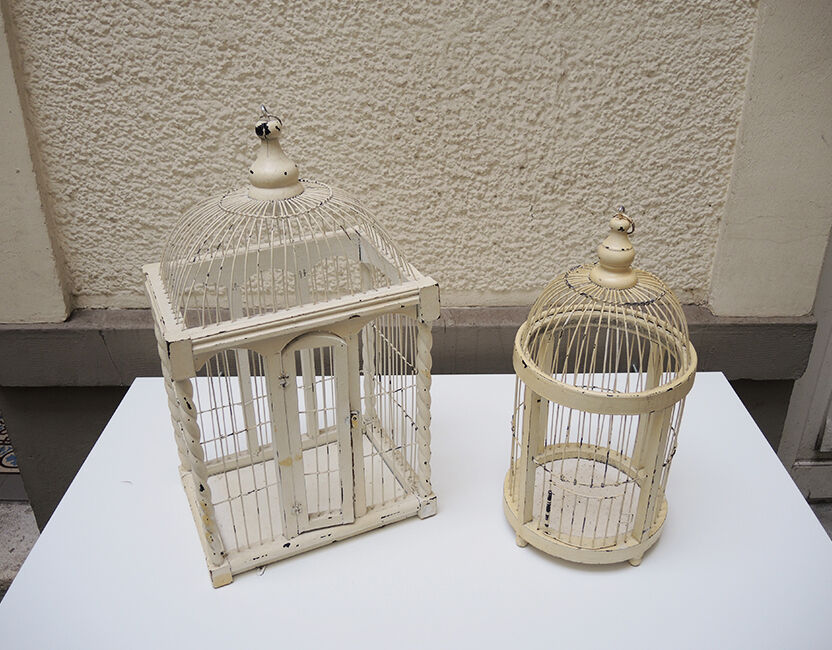 Painted wooden bird cage