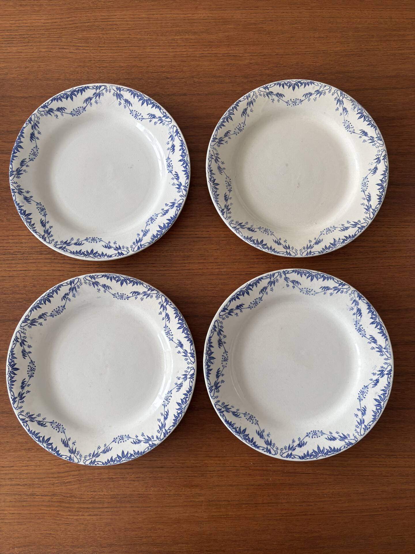 Service of 4 flat plates earthenware Creil and Montereau labrador – Mo