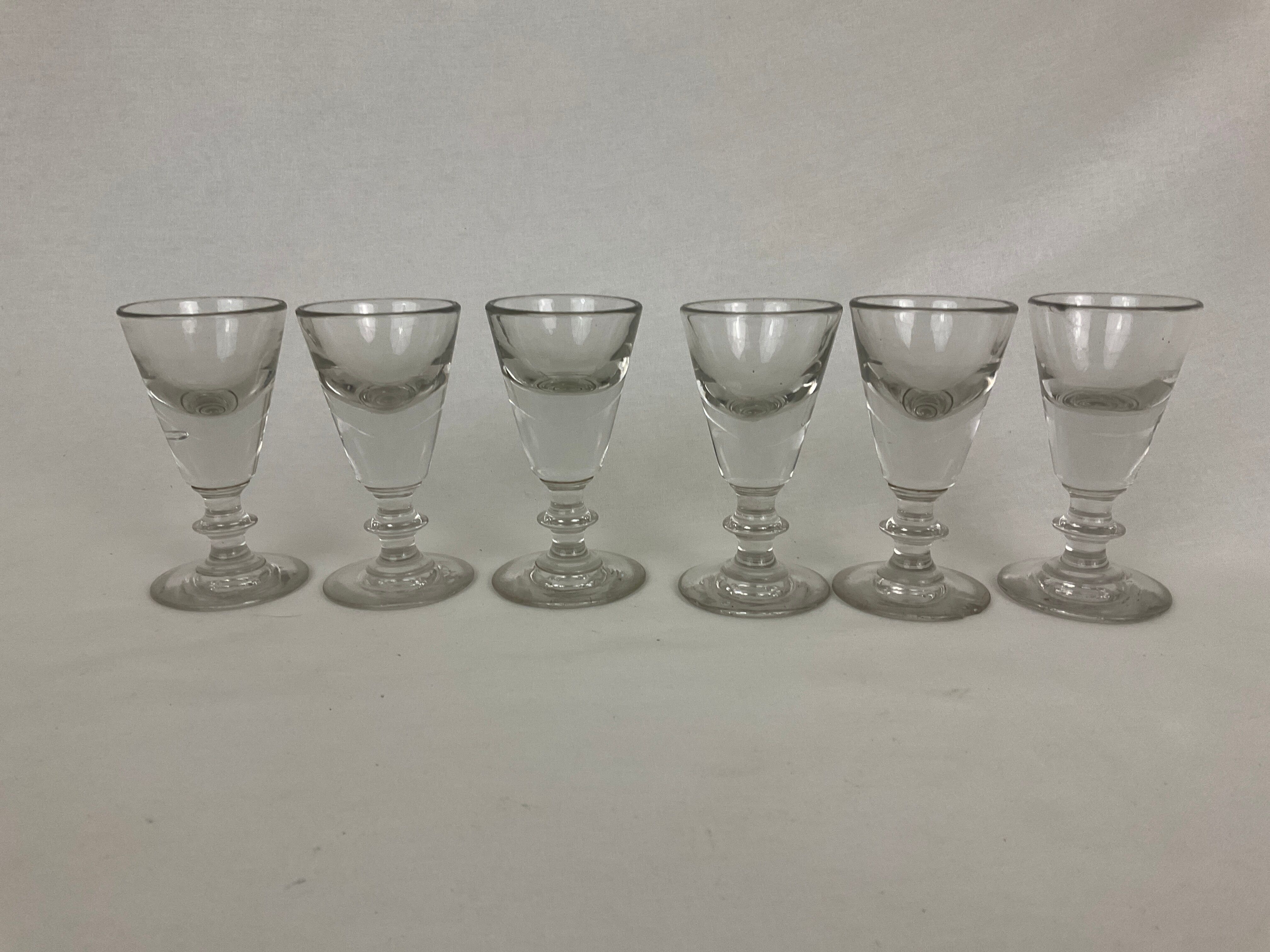 Set of 6 glasses thick ass bar bistro antique vintage