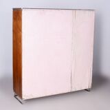 Restored Bauhaus Wardrobe, by Hynek Gottwald, Walnut, Chrome, Czech, 1930s