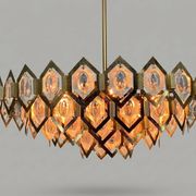 Faceted glass chandelier brass Jaroslav Bejvl Kamenický Šenov 1960s Czechoslovakia