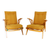 Pair of Freespan FS141 mustard armchairs