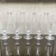 5 antique Caton-style champagne flutes in glass or crystal