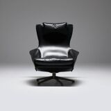 Fauteuil Cab 423 en cuir noir par Mario Bellini pour Cassina