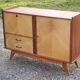 Enfilade of the 50s in oak and mahogany feet compass
