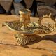 Pair of solid brass and arabesque candle holders