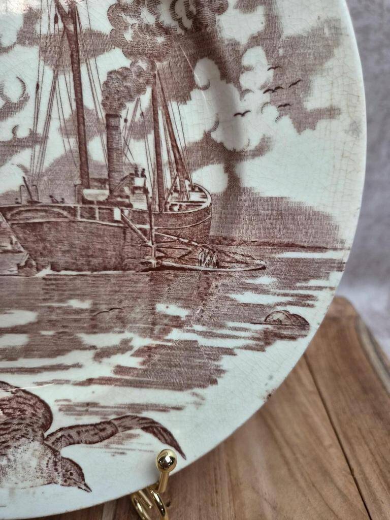 Antique plate Terre de Fer Clairefontaine Marine model