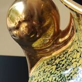 Crackle effect ball vase Signed FBA France In incorporated molecular enamels