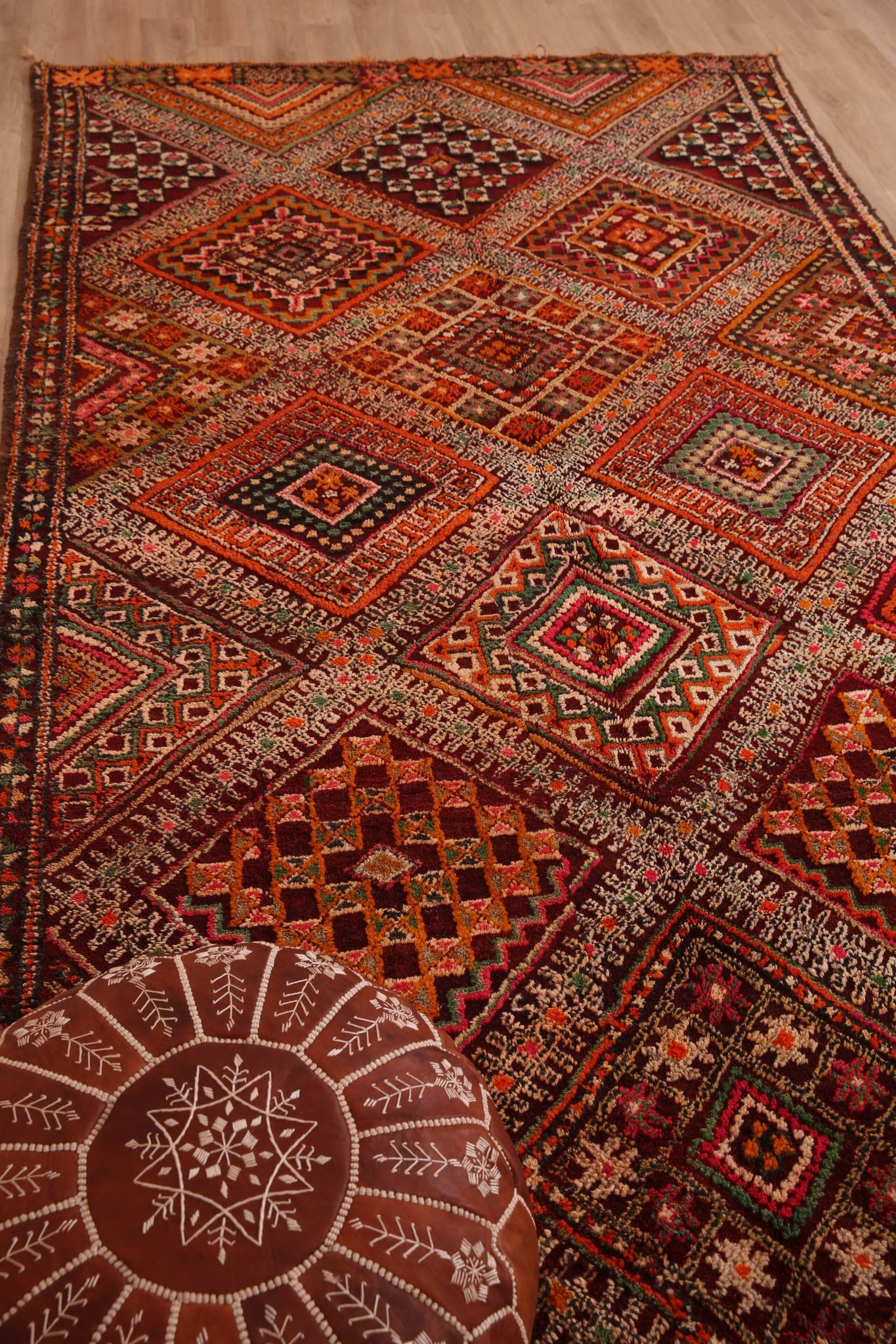 Burgundy Vintage Moroccan Rug 168 x 297 cm, Berber Wool Rug, Handmade Rug