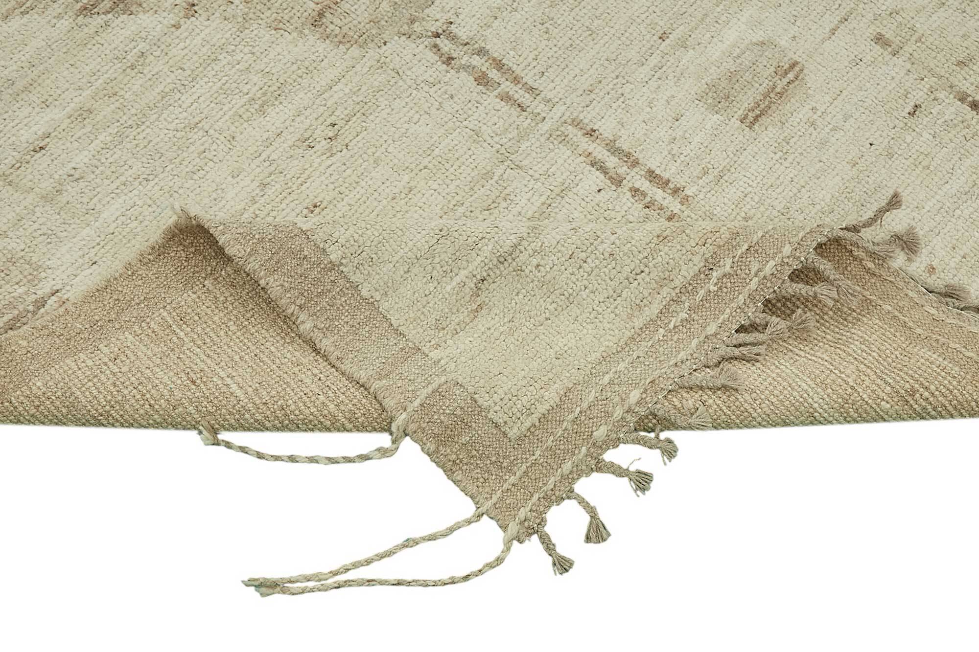 Hand-Knotted Turkish Contemporary 253 cm x 307 cm Beige Wool Carpet