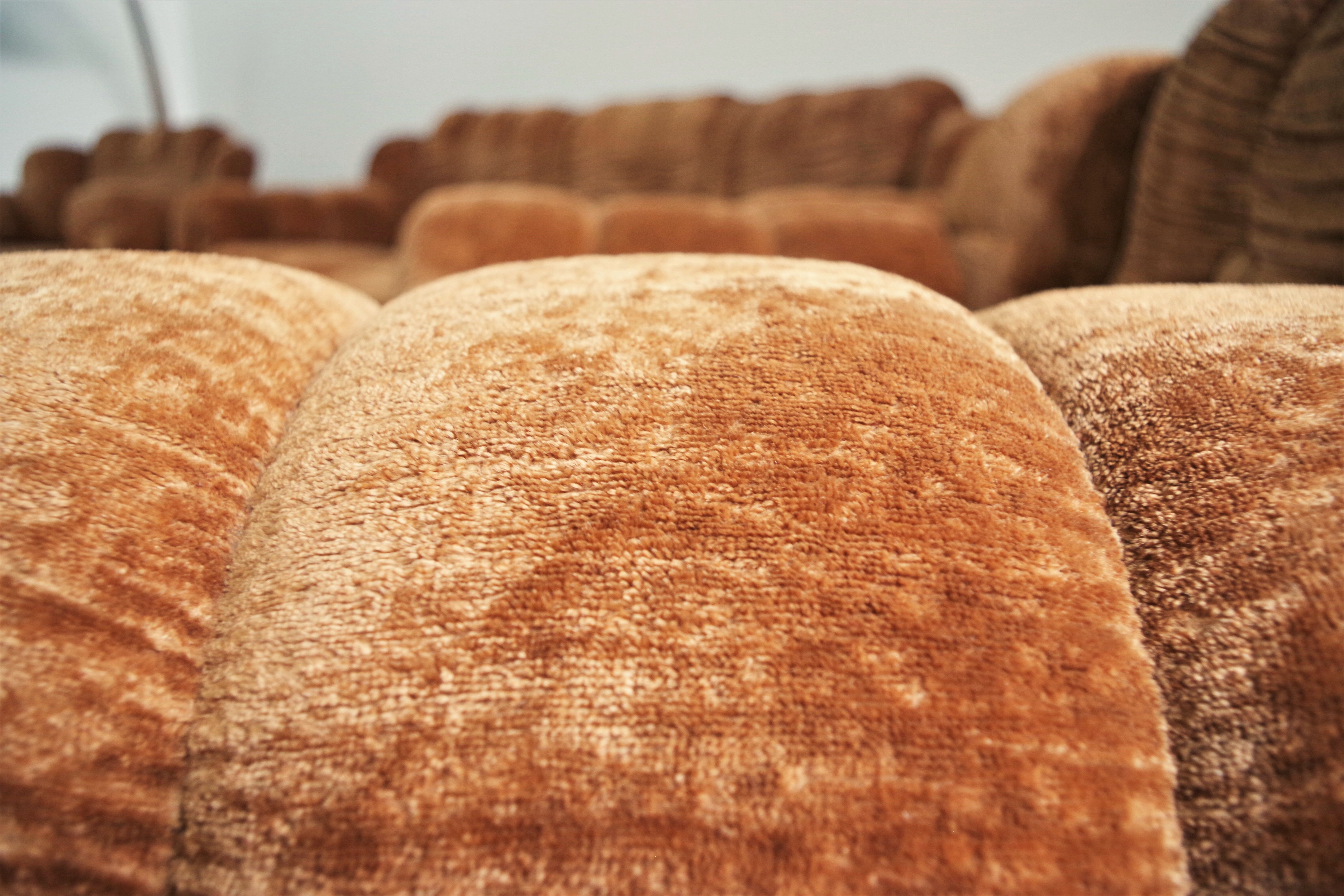 Velvet armchairs and sofa, 1970s, set of 3