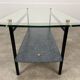 50s metal and glass coffee table