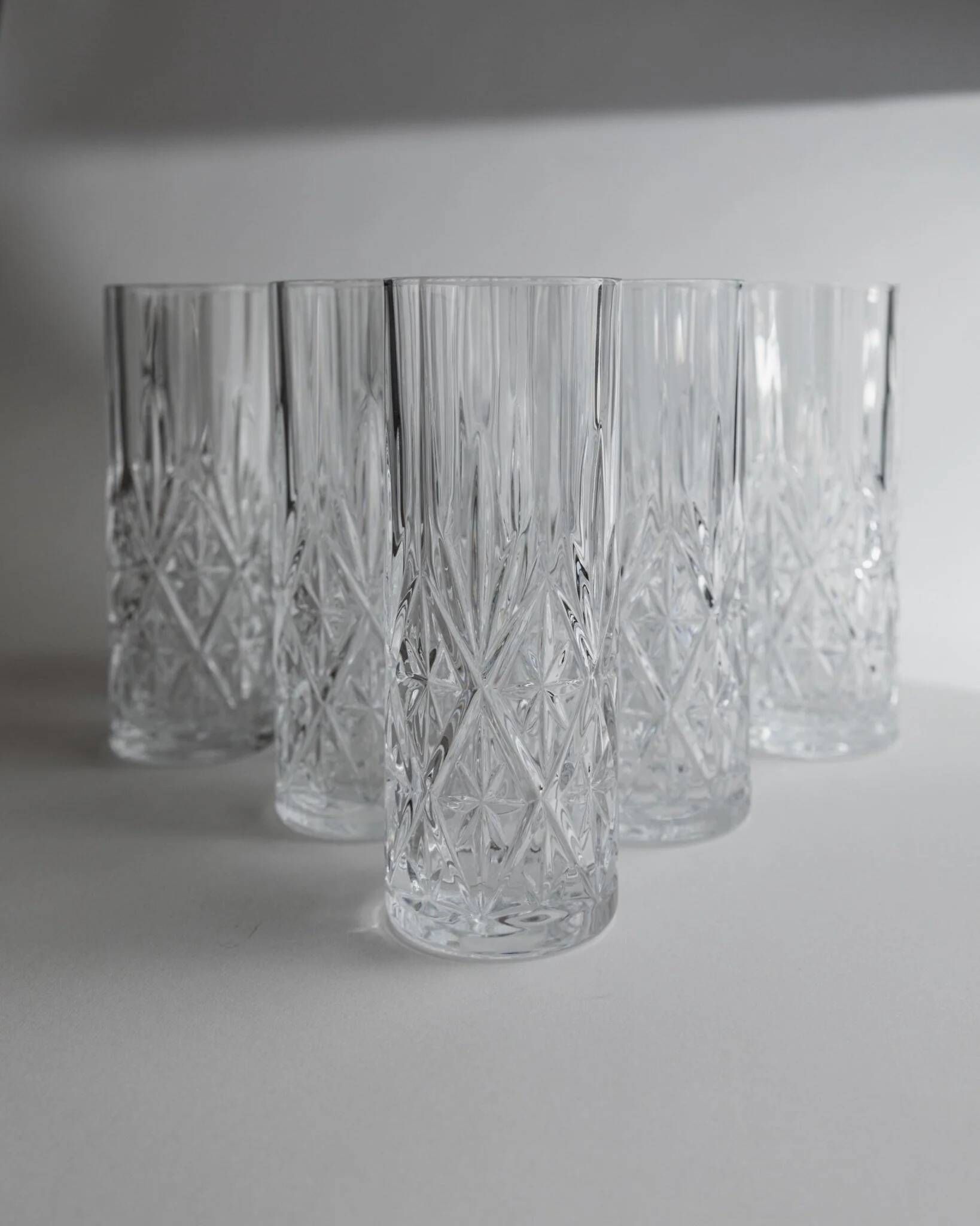 Vintage Transparent Crystal Glasses Set of 11 - Italian 1970s Tableware