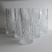 Vintage Transparent Crystal Glasses Set of 11 - Italian 1970s Tableware